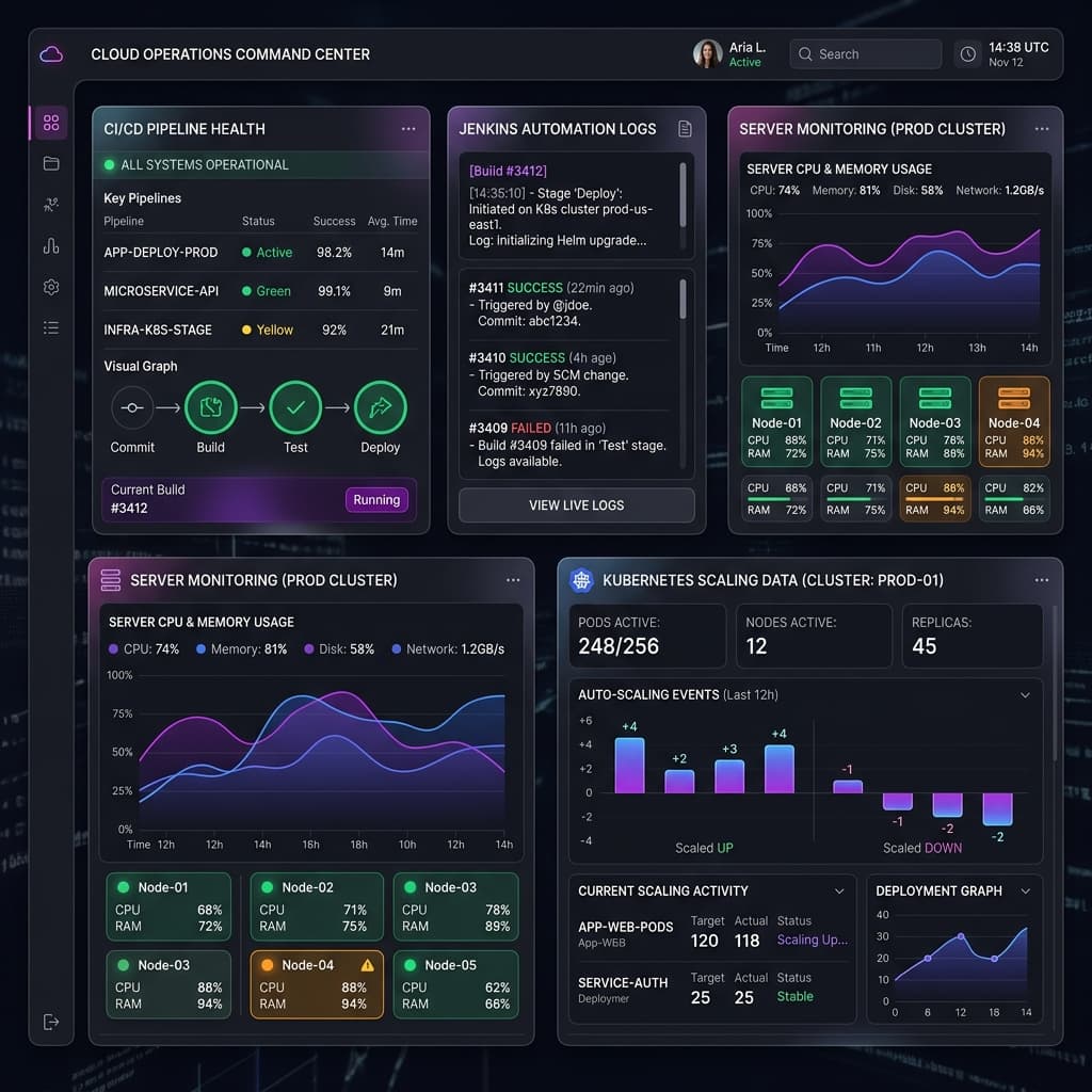 DevOps CI/CD Dashboard Interface