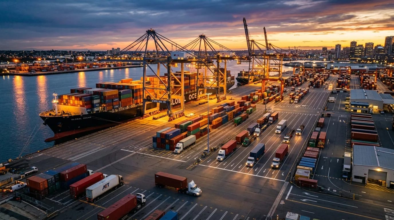 Intermodal Freight Container Terminal at Twilight