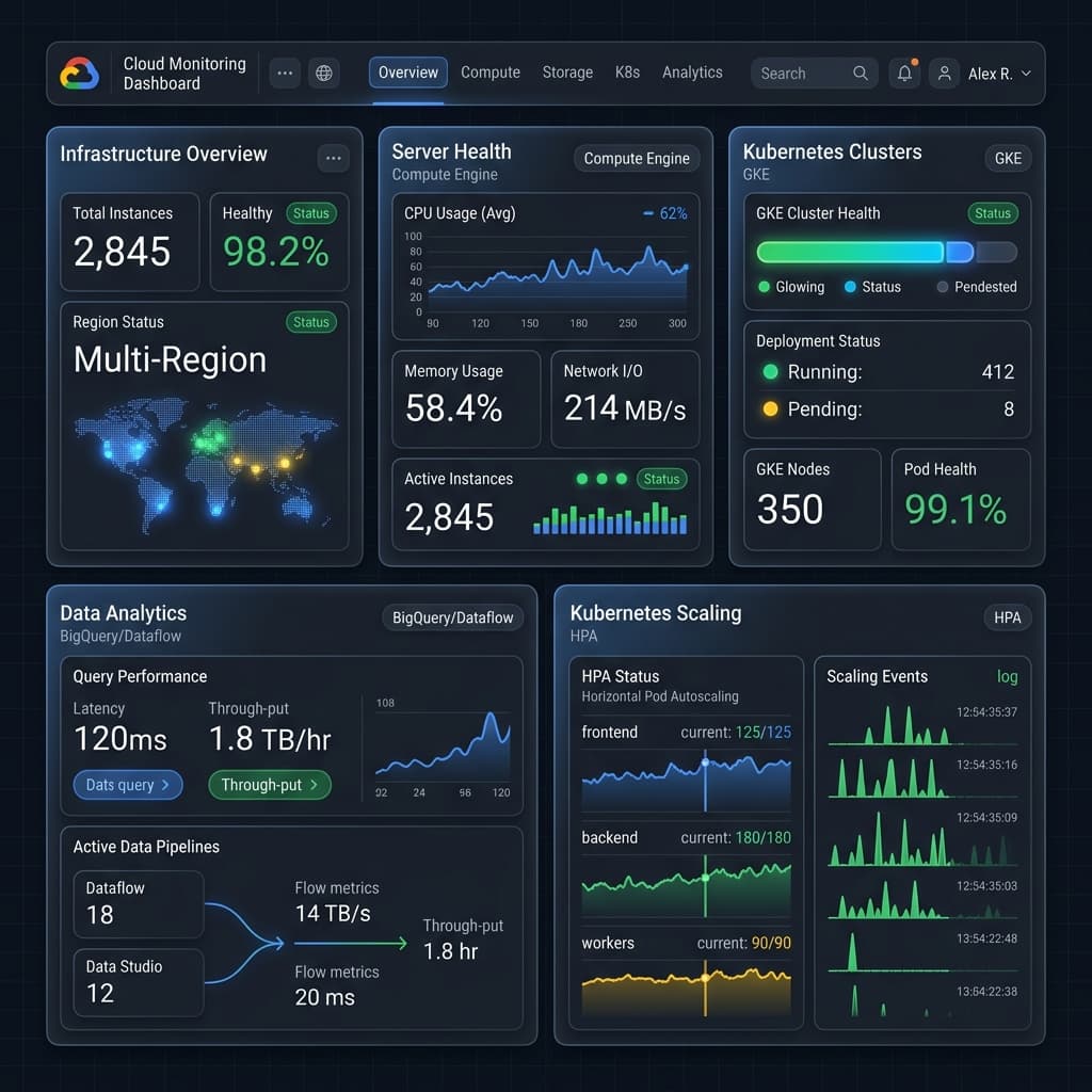GCP Dashboard Interface