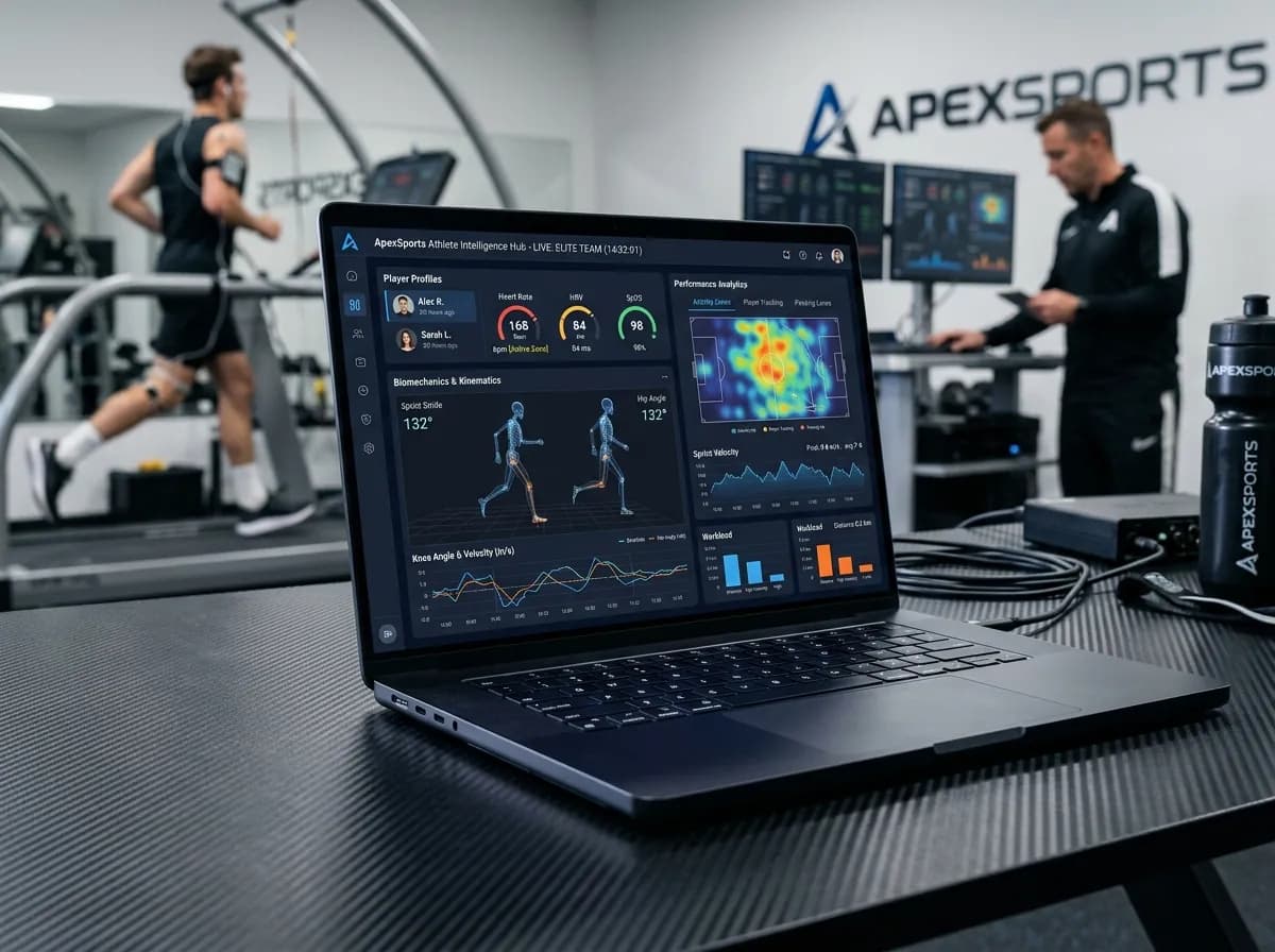 ProAthlete Tactical & Performance Analytics Dashboard Laptop Mockup