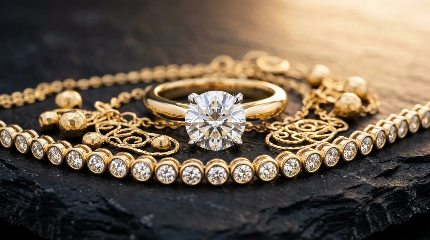 Luxury Diamond and Gold Jewellery Background